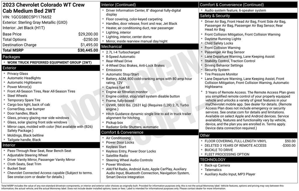 2023 Chevrolet Colorado Work Truck Navigation System