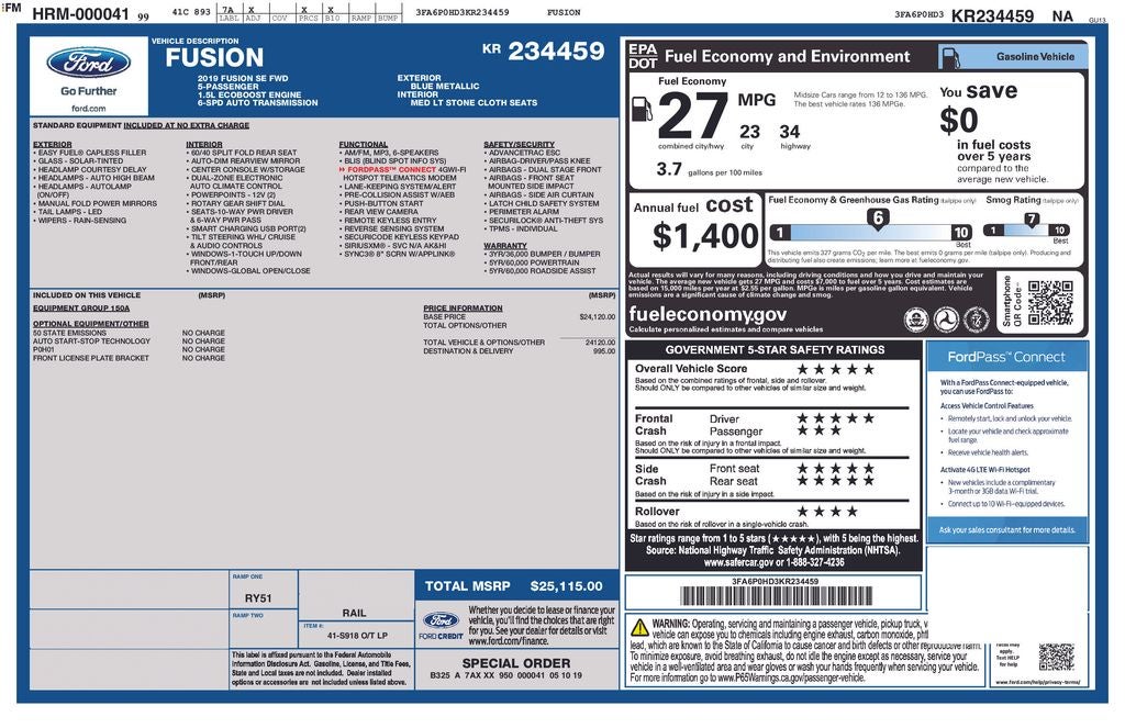 2019 Ford Fusion SE