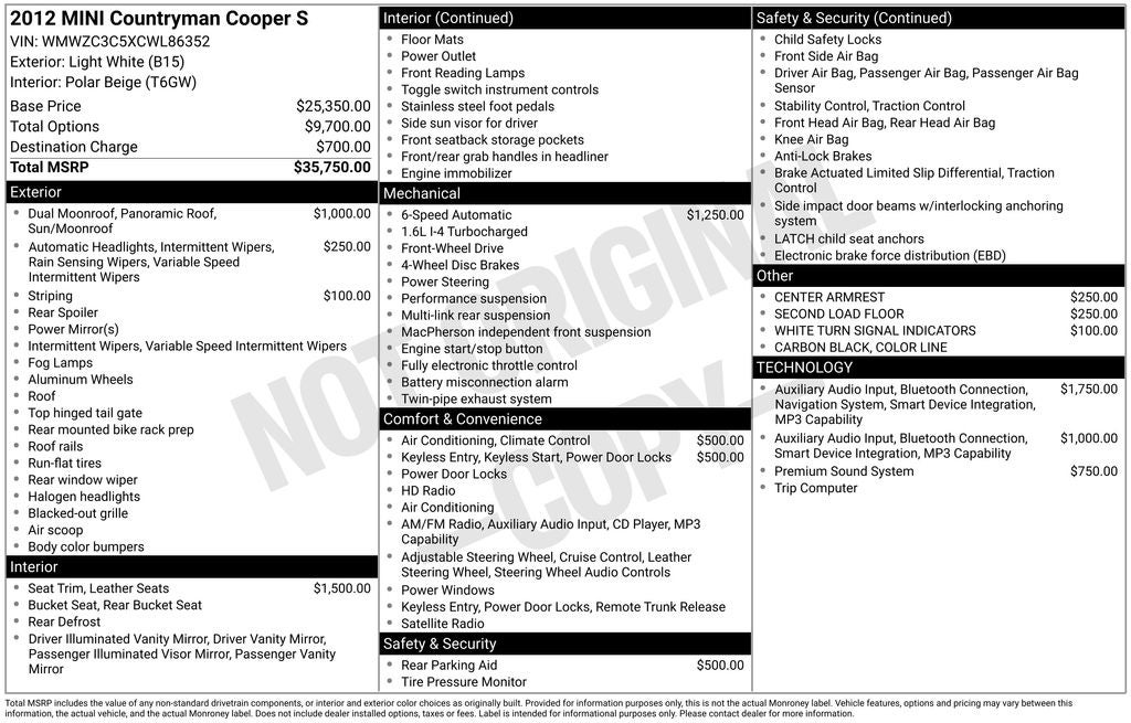 2012 MINI Cooper S Countryman Base Navigation System