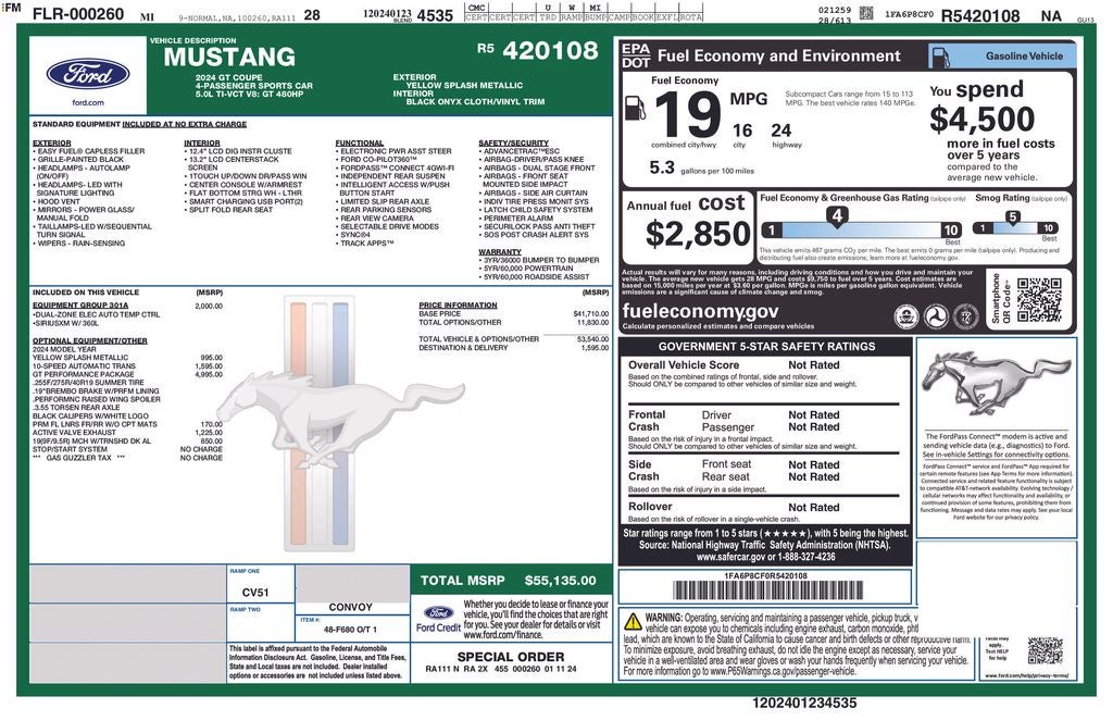 2024 Ford Mustang GT GT Performance Pkg