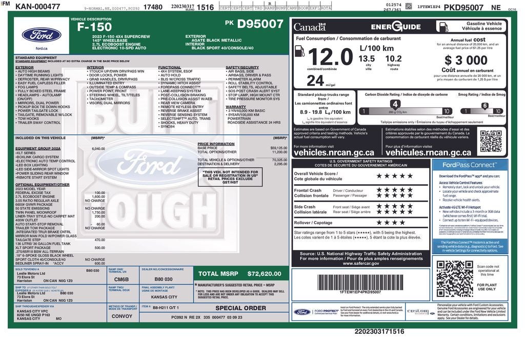 2023 Ford F-150 XLT 4x4 Black Sport Appearance Pkg Twin Panel Roof Tow