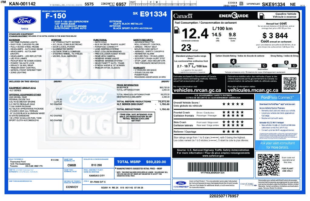 2025 Ford F-150 XLT Black Apoearance Pkg 3.5L Ecoboost Blis Rear Camer
