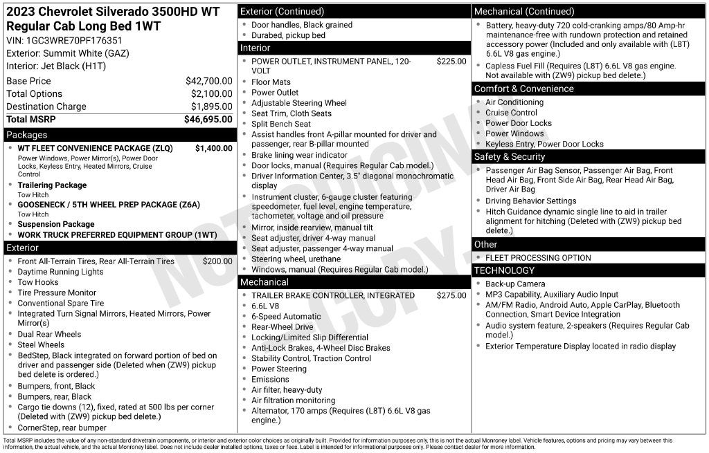 2023 Chevrolet Silverado 3500HD Work Truck DRW