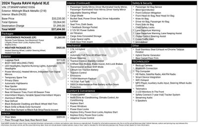 2024 Toyota RAV4 Hybrid XLE AWD Moonroof Convience & Weather Pkg
