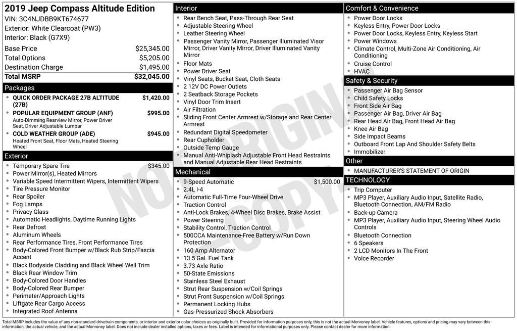 2019 Jeep Compass Latitude ALTITUDE SPECIAL EDITION BLACK ROOF & WHEELS