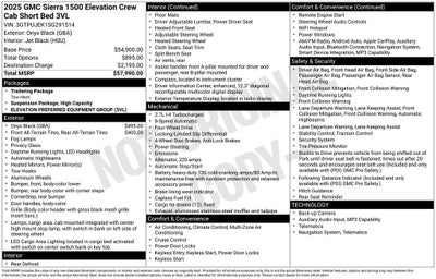 2025 GMC Sierra 1500 Elevation Crew Cab 4x4 Navigation Rear Camera Tow Pkg