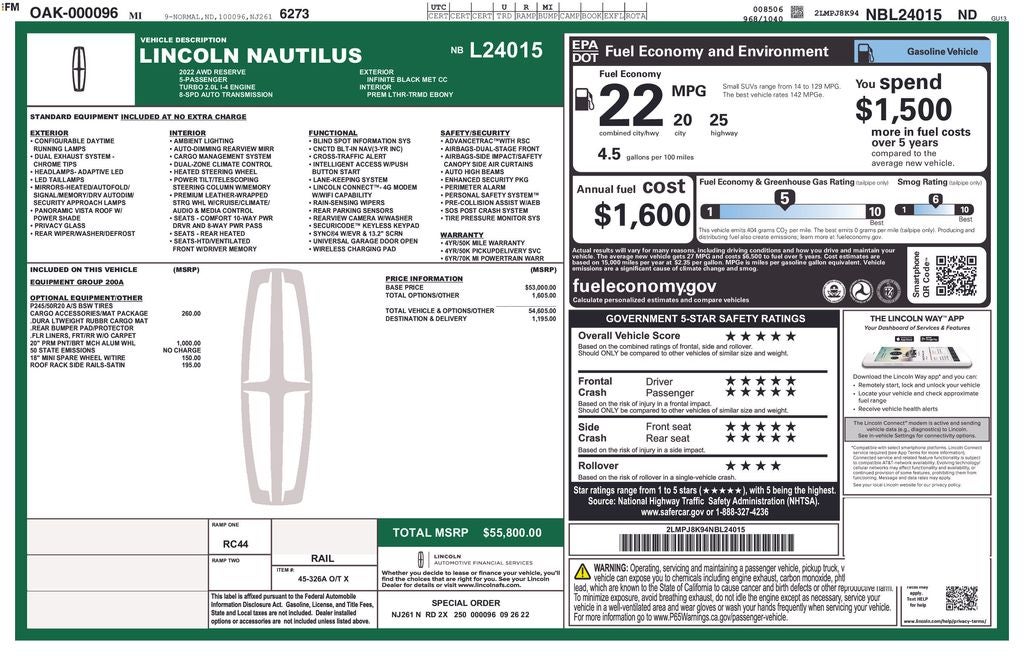 2022 Lincoln Nautilus Reserve