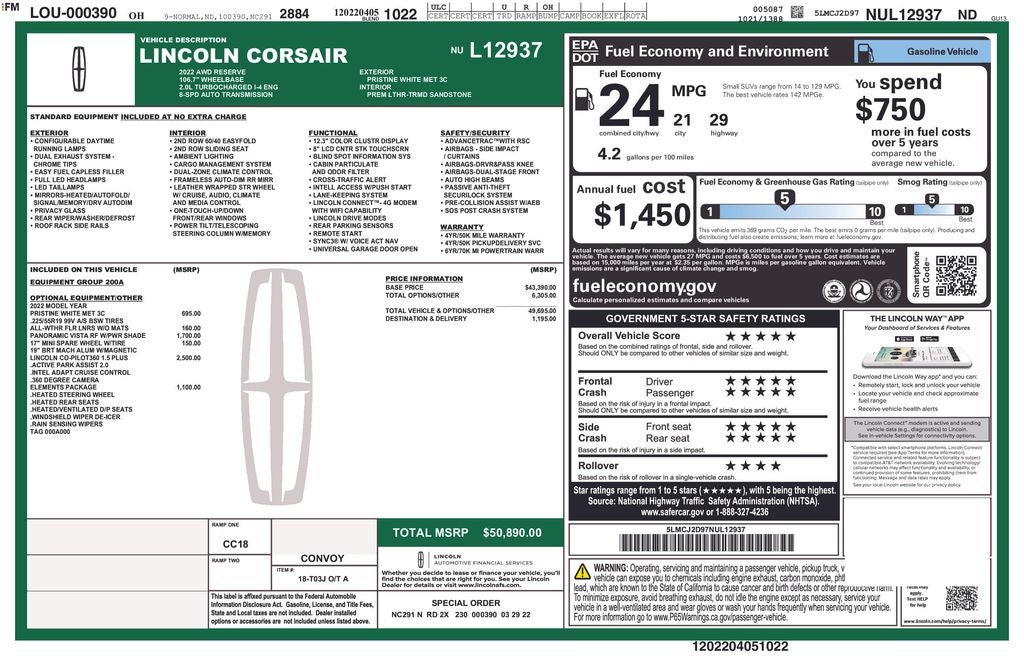 2022 Lincoln Corsair Reserve